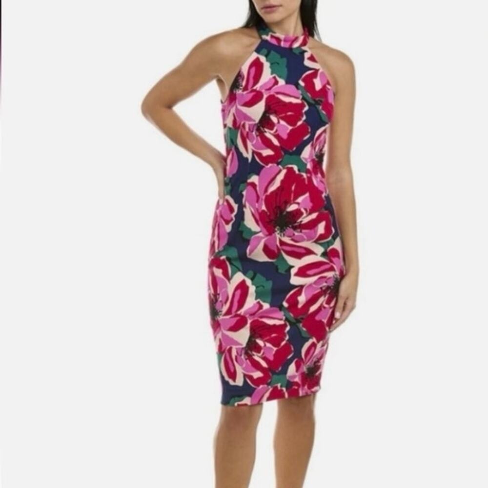 Trina Turk Pink Floral Halter Midi Dress
